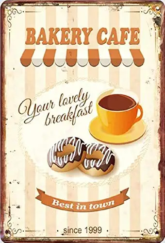 

Bakery Cafe,Your Lovely Breakfast! Posters Metal Tin Sign 8x12inchs Cafe Bar Pub Man Cave Shop Home Kitchen Office Wall Decor