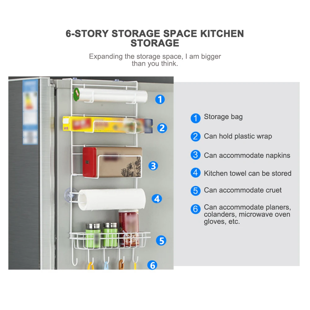 5 Layer Kitchen Side Shelf Rack Sidewall Multipurpose Shelf Crack Storage Rack Multi-Layer Holder Refrigerator Fridge