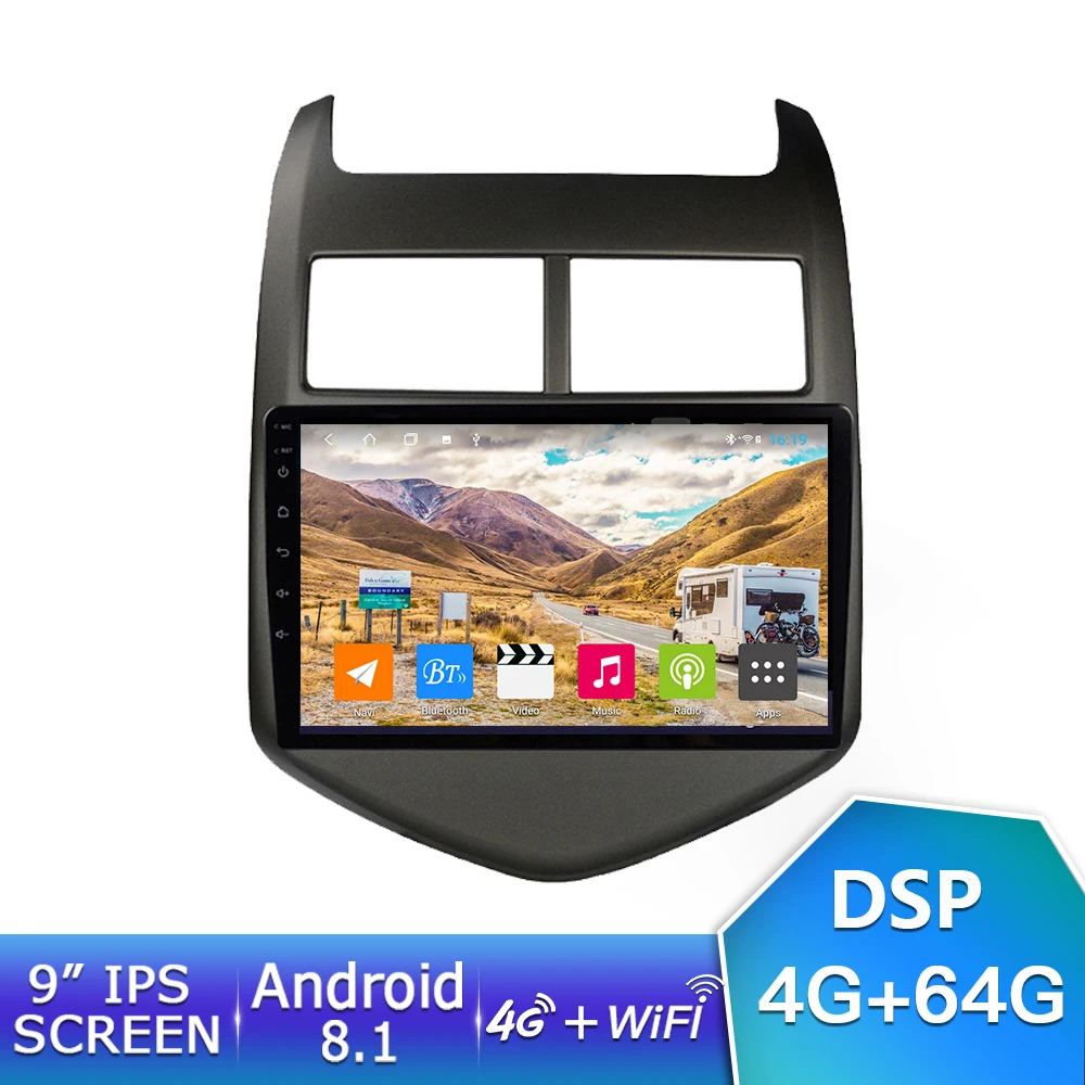 EKIY " ips Android 9,0 Автомобильный мультимедийный радио для Chevrolet AVEO 2011-2013 Авторадио 2 din стерео Navi gps навигация 4G плеер - Цвет: 4G 64G IPS