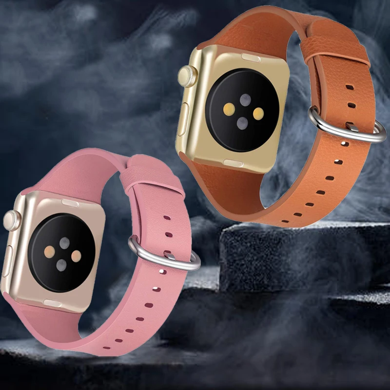 Кожаный ремешок для Apple Watch 5, 4, ремешок 44 мм, 40 мм, Спортивная петля для iwatch band 3, 2, 1, 42, 38 мм, ремешок для часов, сменный Браслет