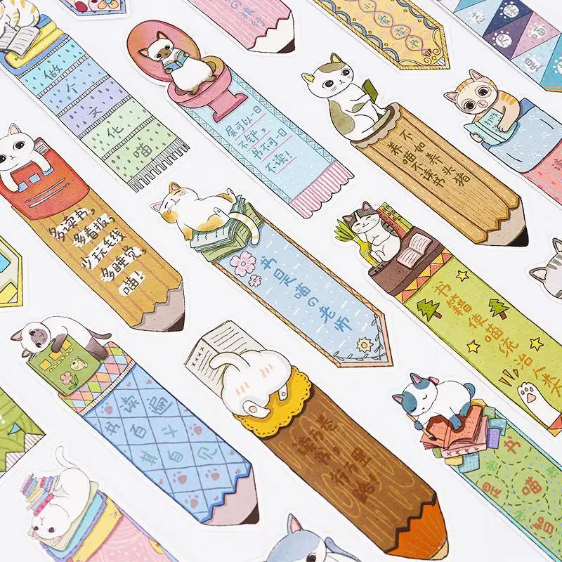 30 pcs/pack Cute Funny Cat Bookmark Paper Cartoon Animals Bookmarks Promotional Gift Stationery Film Book Marks Supplies