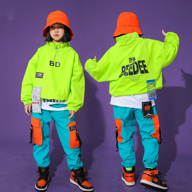 Children Hip Hop Dance Costumes For Kids Long Sleeved Jacket Hiphop Pants Stage Outfits Jazz Dance Performance Clothes DQS7837