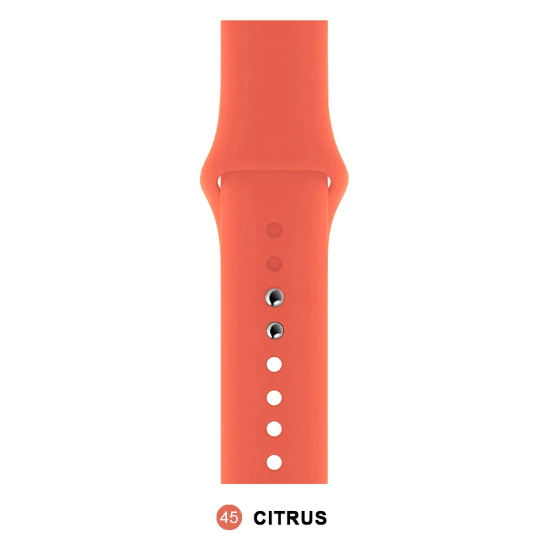 Мягкий силиконовый спортивный ремешок для Apple Watch 5 4 3 2 1 38 мм 42 мм, резиновый ремешок для часов Iwatch series 5 4 40 мм 44 мм - Цвет ремешка: citrus