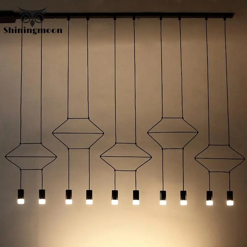 

Line Nordic Design Personality Bar Pendant Lights Arts Exhibition Room Office Led Suspension Lamp Cafe Home Decor Light Fixtures