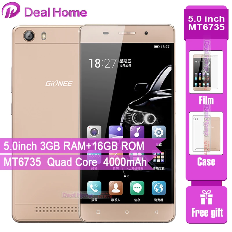 

Gionee GN5001S 5.0 IPS Display 4000mAh MT6751 Quad Core 3GB RAM 16GB ROM Smart phones 8.0MP + 5.0 MP OTG GPS 4G MObile phone