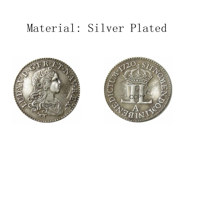 Франция 1720A посеребренные или медные монеты(22 мм - Цвет: Silver Plated