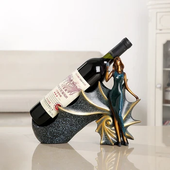 

Resin Crafts Beauty Figurines Wine Rack Desktop Decoration Home Accessories Porch Display Wine Cabinet Living Room Ornament Gift