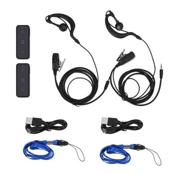 

Mini Walkie Talkie 2PCS 400 470MHz 2 Way Radio Walkie Talkie FM Transceiver 16 Channels USB Powered With Earpieces LED