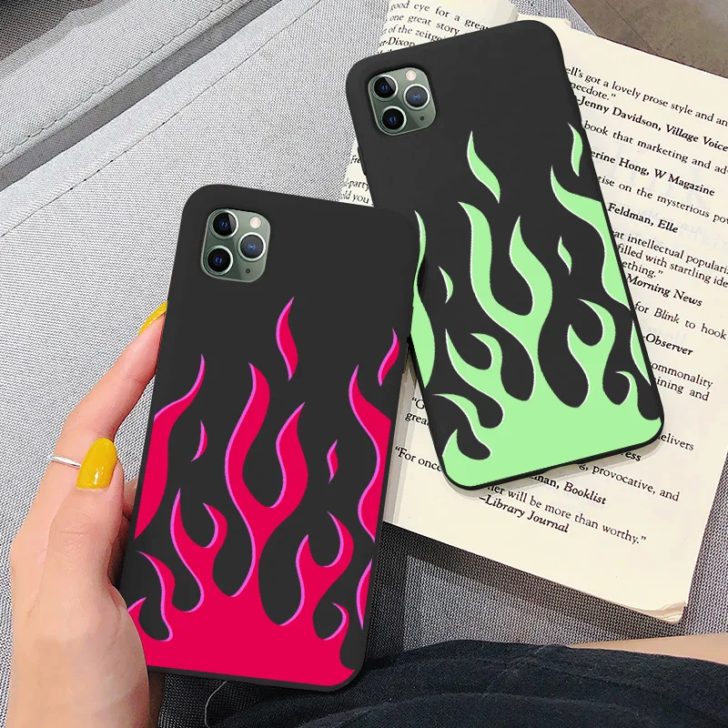 Чехол для телефона с рисунком пламени iphone 11 12 Pro Max 6s 7 8 plus X XR XS SE 2020 мягкий