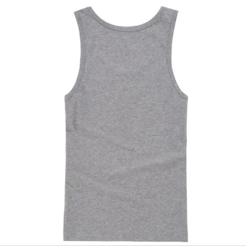 Men Tank Tops Summer Casual Clothing Cotton Slim O Neck Sleeveless Vest Men Tops Solid Color Vest Men Bodybuilding Tank Top - Цвет: Gray