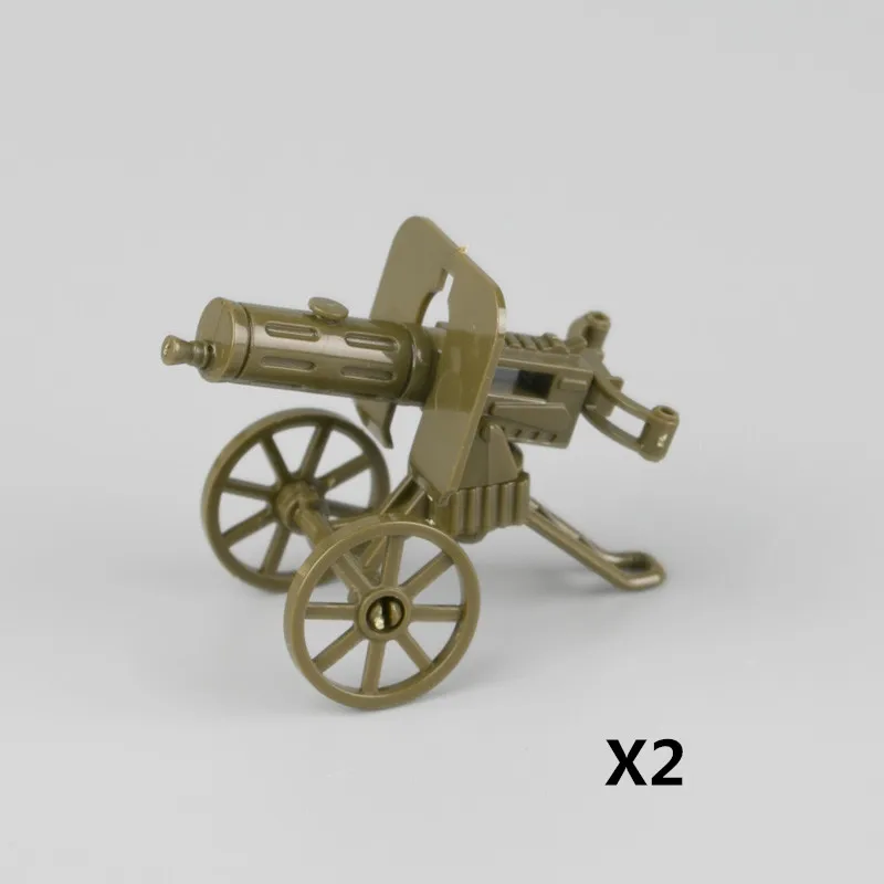Small-Green-2pcs WW2 военные пушки оружие строительные блоки армейские кирпичи WW1 британский солдат фигурки части советская модель пистолета Максим подарки для мальчиков C131 - Цвет: Small-Green-2pcs