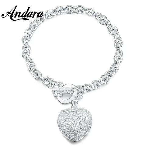 925 Sterling Silver Bracelet Inlaid Love Bracelet for & Woman Jewelry Wedding Gift