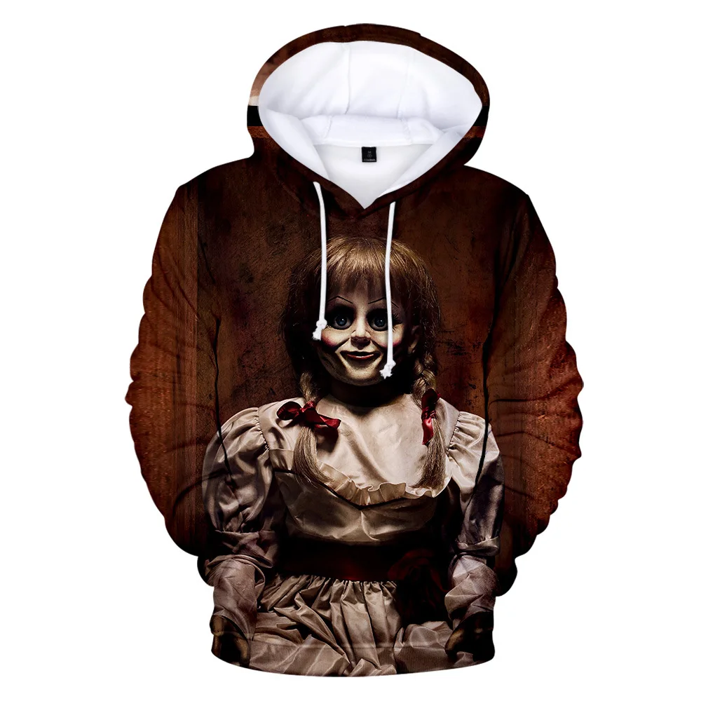 Страшная Annabelle поставляется дома косплей толстовки пуловер толстовки с капюшоном костюмы на Хэллоуин на осень и зиму Толстовка для мужчин и женщин Топ