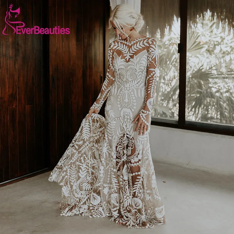 Unieke Moderne Bruid Boho Trouwjurk 2020 Lace Lange Mouwen Bohemian Chic Mermaid Bruidsjurken Vestido De Noiva Unieke Moderne Bruid Boho Trouwjurk 2020 Lace Lange Mouwen Bohemian Chic Mermaid Bruidsjurken Vestido De Noiva