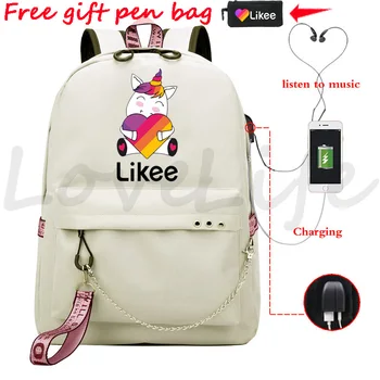 

Likee Like App Backpack USB Charging Backpack Likee Bag Fashion Accessory Travel Backpack USB Design Backpack Teen Bag Free Gift