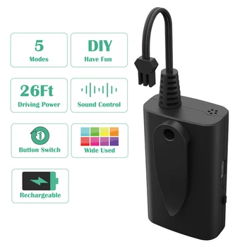

Rechargeable EL Wire Adapter Driver for Neon Light EL Wire 5 modes switchable with one button
