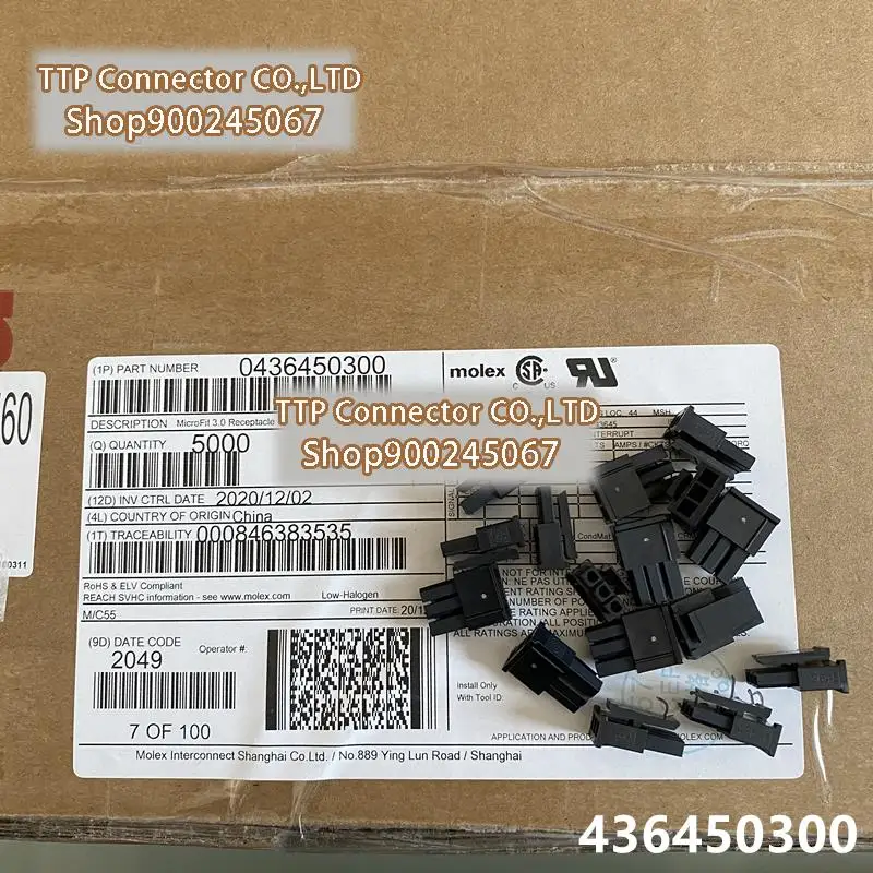 

5000pcs/lot Connector 43645-0300 436450300 Plastic shell 3P 3.0MM 100% New and Origianl