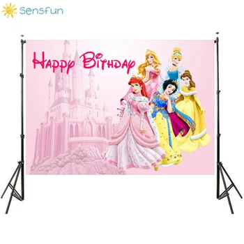 

Sensfun Pink Castle Princess Party Decoration Photography Props Princess Background Girl Birthday Back Drop Photo studio Vinyl