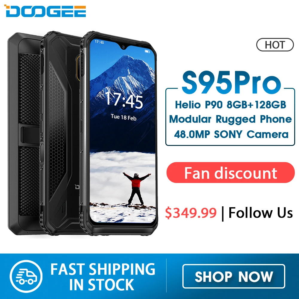Модульный усиленный мобильный телефон DOOGEE S95 Pro 6 3 дюймовый дисплей 5150 мАч Helio P90