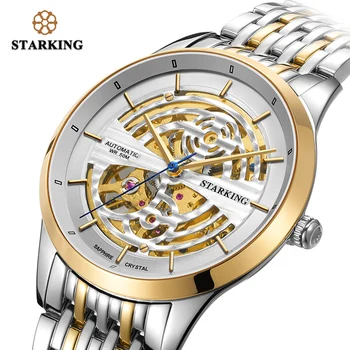 

STARKING Brand Mens Watches Automatic Luxury Sport Stainless Steel Clock Man Skeleton 50M Waterproof Sapphire Crystal Wristwatch