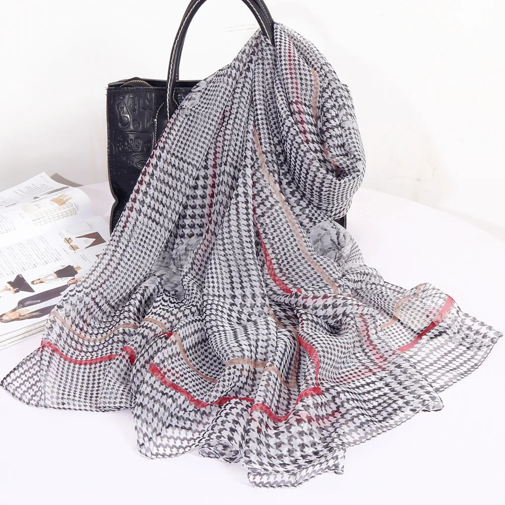Fashion Chiffon Scarves Ice Silk Scarf Women 180*140cm Large Long Soft Sunscreen Scarf Scarves Wrap Beach Shawl