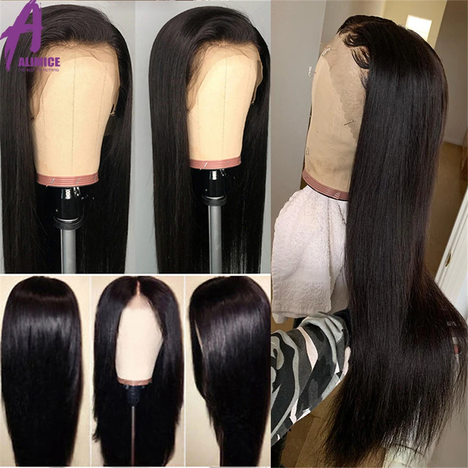 Бразильские прямые парики на кружеве для черных женщин 13*4 Средний коричневый и прозрачный Remy кружевные передние человеческие волосы парики Glueless