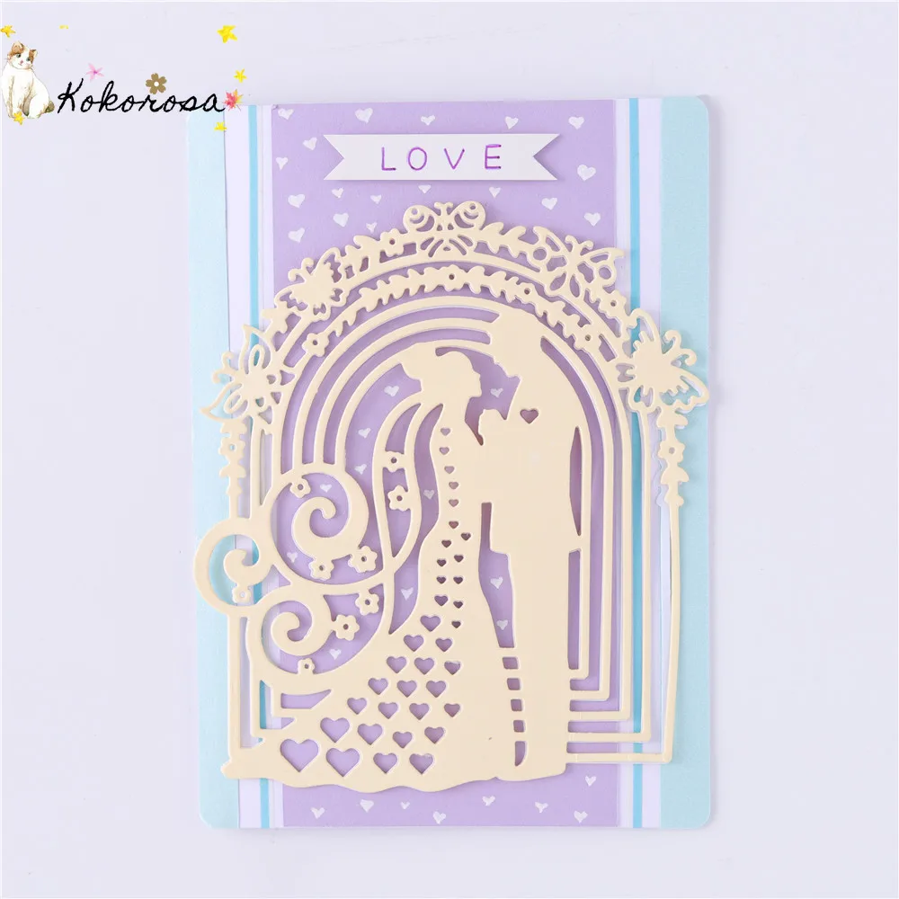  Kokorosa Craft Metal Cutting Die Bride and Groom Wedding Invitation for DIY Scrapbooking Paper Craf - 4000544095695