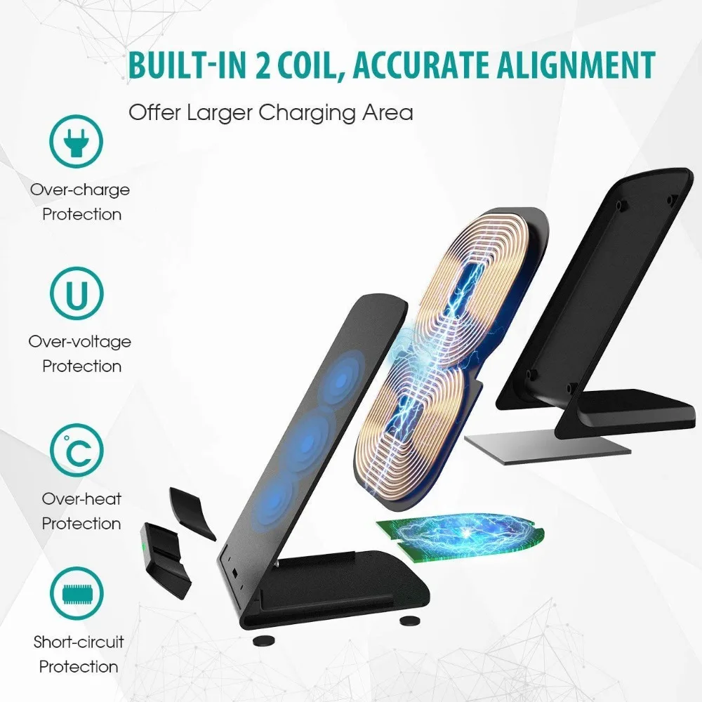 Carregador sem Fio Wireless para Iphone Suporte sem Fio para Carregamento Fdgao Carregador 11 Pro x xs Max xr 8 Samsung s9 S10 Note 10 Rápido qi 15 w 3 xs, max, xr, 8, samsung s9, s10,