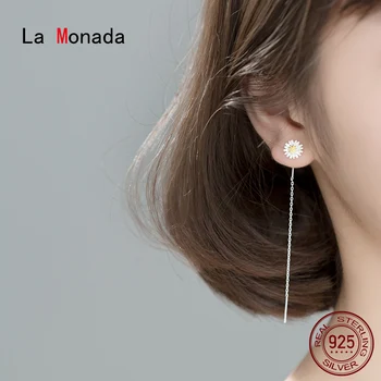 

La Monada Daisy Long Drop Silver Earrings 925 Sterling Silver Fine Jewelry For Women Dangle Hanging Korean Earrings Tassel