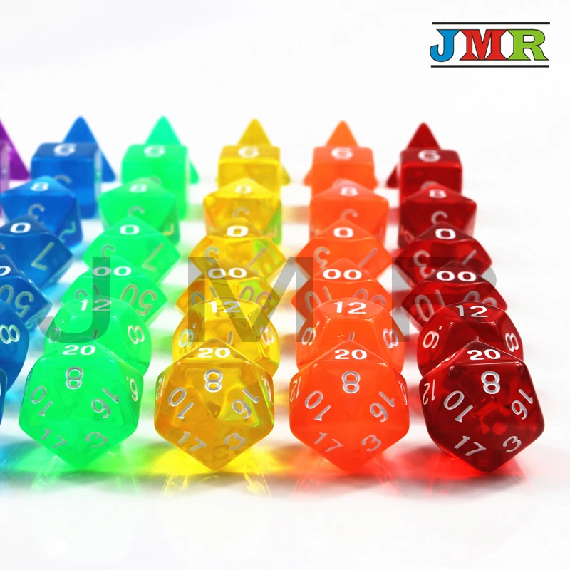 Высшее качество 7 шт./компл. Прозрачные Цифровые многогранные цветные кости набор