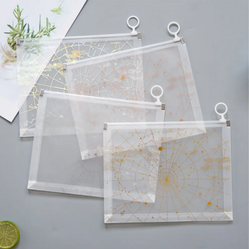 

Aurora Constellation Zipper Transparent File Folder Document Filing Bag Stationery Bag