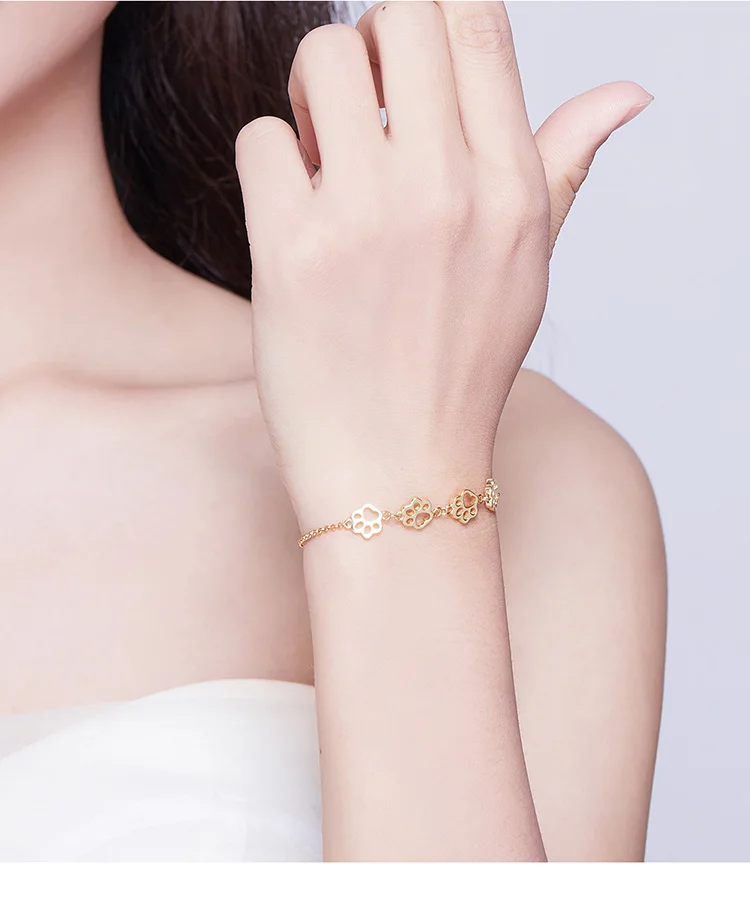 WOSTU,, настоящая 925 пробы, серебряные, в виде лапы, в виде собачьей лапы, на цепочке, браслеты для женщин, свадебные, серебряные, 925 ювелирные изделия, FIB096