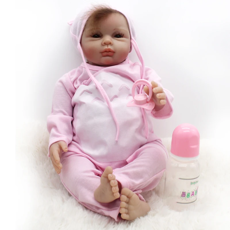 20 Inch 50cm Reborn Doll Soft Cotton Body Pink Clothes Girl Rebirth Dolls Realistic Touch Cute Baby Toys Children's Playmates