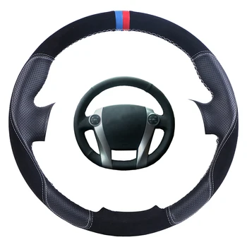 

DIY Black Steering Wheel Cover Leather Hand-stitched Car For Toyota Prius 2009-2015 Aqua 2014 2015