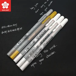 SAKURA – stylos à bille en rouleau GELLY, pour dessin de cartes noires, or, argent, blanc, marqueurs à pointe Fine, croquis, écriture, XPGB 