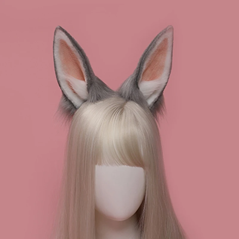 Lolita Headbands Furry Rabbit Cat Ears Headwear Kawaii Bunny Hair Hoop for Halloween Cosplay Headpiece Party Supplies funny halloween costumes