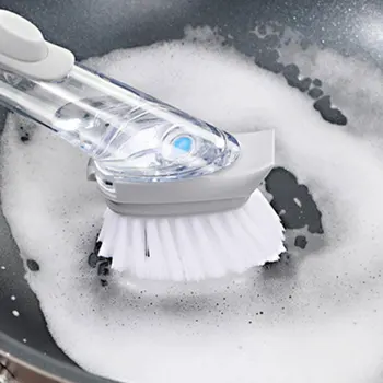 

Automatic Liquid Addition Sponge Dish Washing Brush Long Handle Refillable Bowls Cleaning Kitchen Clean Tools