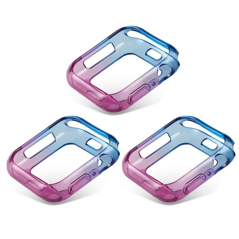 Blue Purple Case ALPQ 3 шт./лот ультра-тонкий мягкий чехол из ТПУ для Apple Watch 40 мм 44 мм защитный чехол Coque для iWatch 4 Сопротивление падению - Цвет: Blue Purple Case