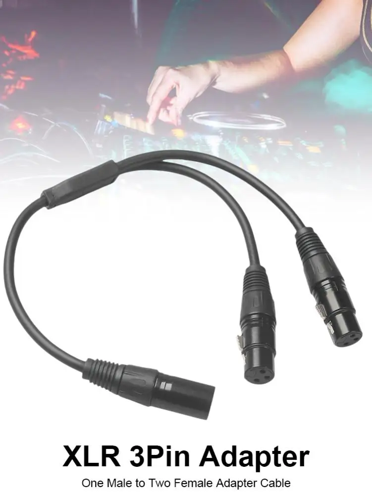 

New XLR 3pin Adapter One Male To Two Female Converter 0.3M With All-copper Conductor One-piece XLR Male Converting Adapter