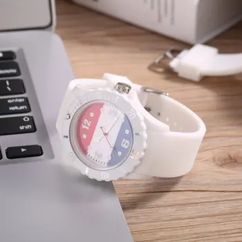 

Countries Flag Watch World Football Match National Flag Dial Wrist Watches with Letters Printed Silicone Watch Band Hot Sale