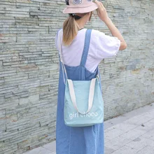 Сумка женская новая стильная сумка-мешок Студенческая сумка тканевая через плечо INS с надписью Холщовая Сумка производители