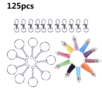 

125Pcs/Set Alloy Key Chains Tassel Bulk Key Rings Keyrings For DIY Bag Parts Accessories Wholesale