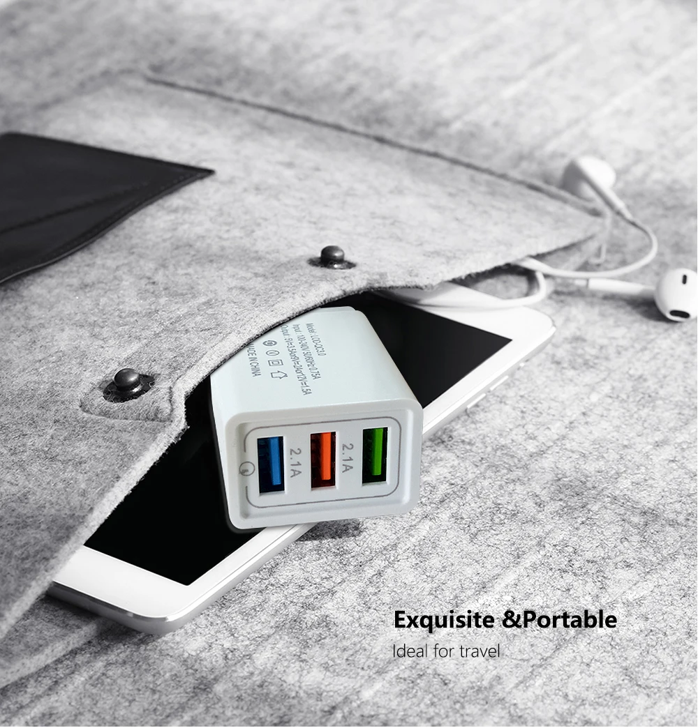 FBYEG зарядное устройство для мобильного телефона, тройное USB зарядное устройство, штепсельная вилка европейского стандарта, быстрая зарядка для iPhone, samsung, Xiaomi, huawei