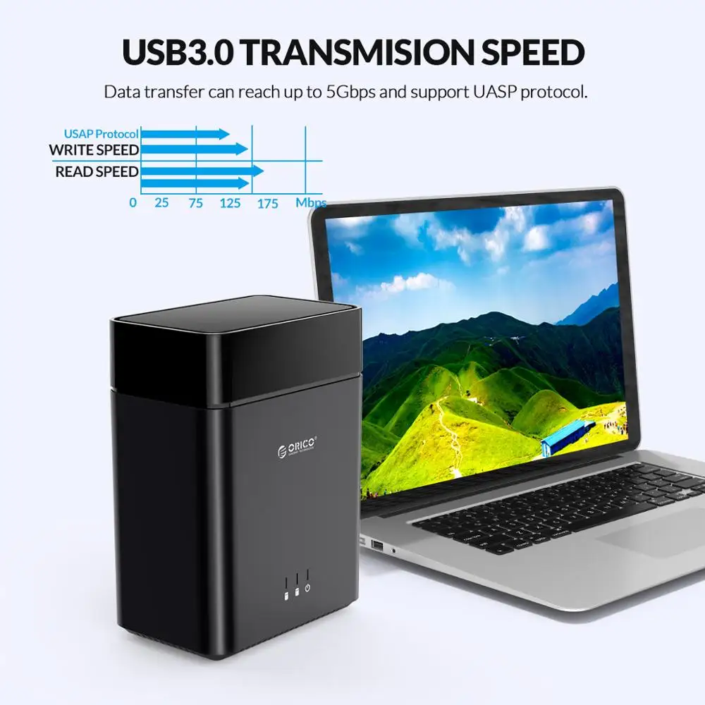ORICO DS Series 2 Bay Магнитный 3 5 дюйма USB3.0 корпус жесткого диска 20 ТБ максимальная