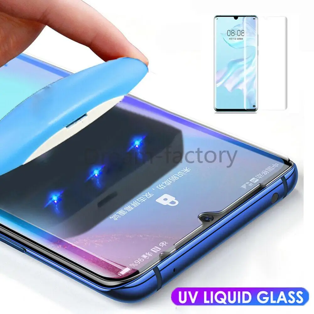 УФ лампа с жидким стеклом для Huawei P30 P40 Pro Mate 20 30 One Plus 7 8 50 шт.|Защитные стёкла и