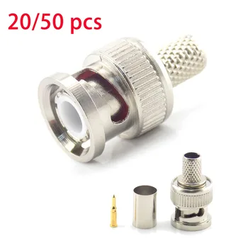 

20/50Pcs 3 In 1 CCTV Camera Coupler Crimp Connector Bnc Male Connector To Coax Rg59 Connector Cable Accessories J17
