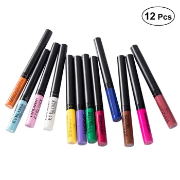 

12pcs Rainbow Colors Liquid Eyeliner Glitter Long Lasting Waterproof Eye Liner Eyeshadow Cosmetics