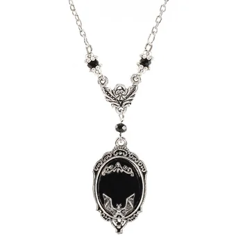 

5pcs Resin Cameo Black Gothic Bat Pendant Necklace Vampire Witch Crystal Pendant Jewelry Gifts T-77
