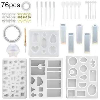 

76Pcs/Set Silicone Mold Handmade Craft DIY Resin Clay Jewelry Bracelet Make Tool It consists of earrings mold, bracelet mold,