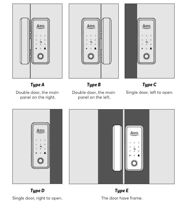 Mechanical Key TTLOCK Smart Lock For Glass Door Fingerprint Code Card Electronic